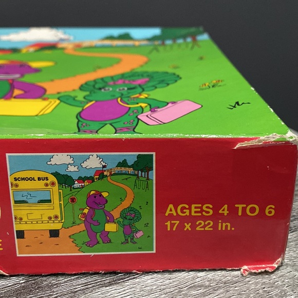 Vintage | Barney: School Bus Stop Scene (1993) - 35 Piece Jumbo Floor Puzzle - Picture 8 of 16